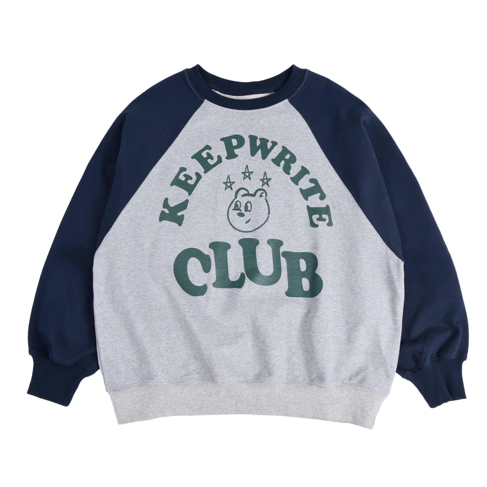 AEAE KEEP WRITING CLUB RAGLAN SWEATSHIRT - NAVY