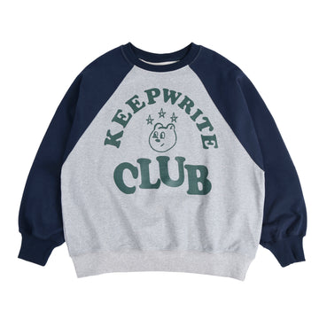 AEAE KEEP WRITING CLUB RAGLAN SWEATSHIRT - NAVY