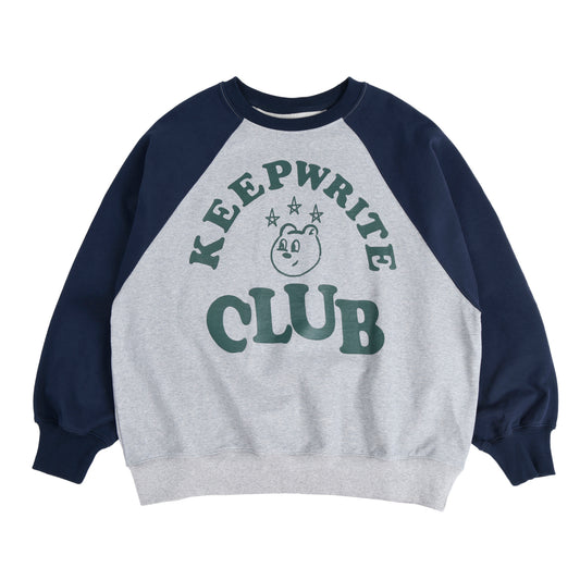 AEAE KEEP WRITING CLUB RAGLAN SWEATSHIRT - NAVY