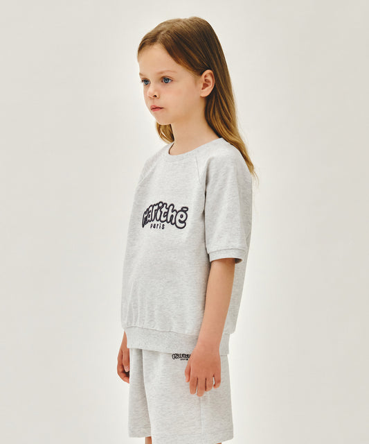 Marithé François Girbaud Kids Raglan Short Sleeve Sweatshirt Light Heather Gray