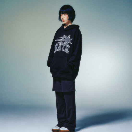 Nice Ghost Club 3Stars Hate Applique Hoodie [Black]