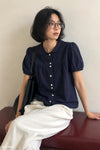General Idea WOMAN Round Collar Puff Blouse