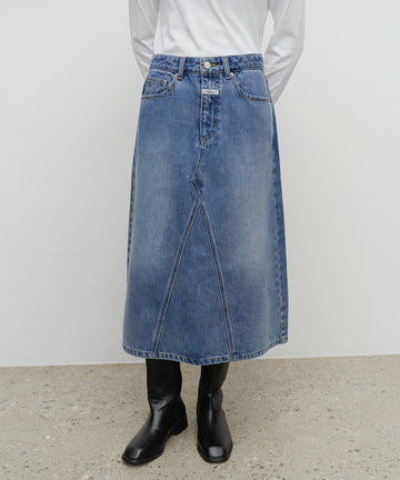 Marithé François Girbaud W A-Line Denim Midi Skirt