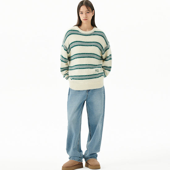 Mahagrid Hairy Stripe Knit Sweater