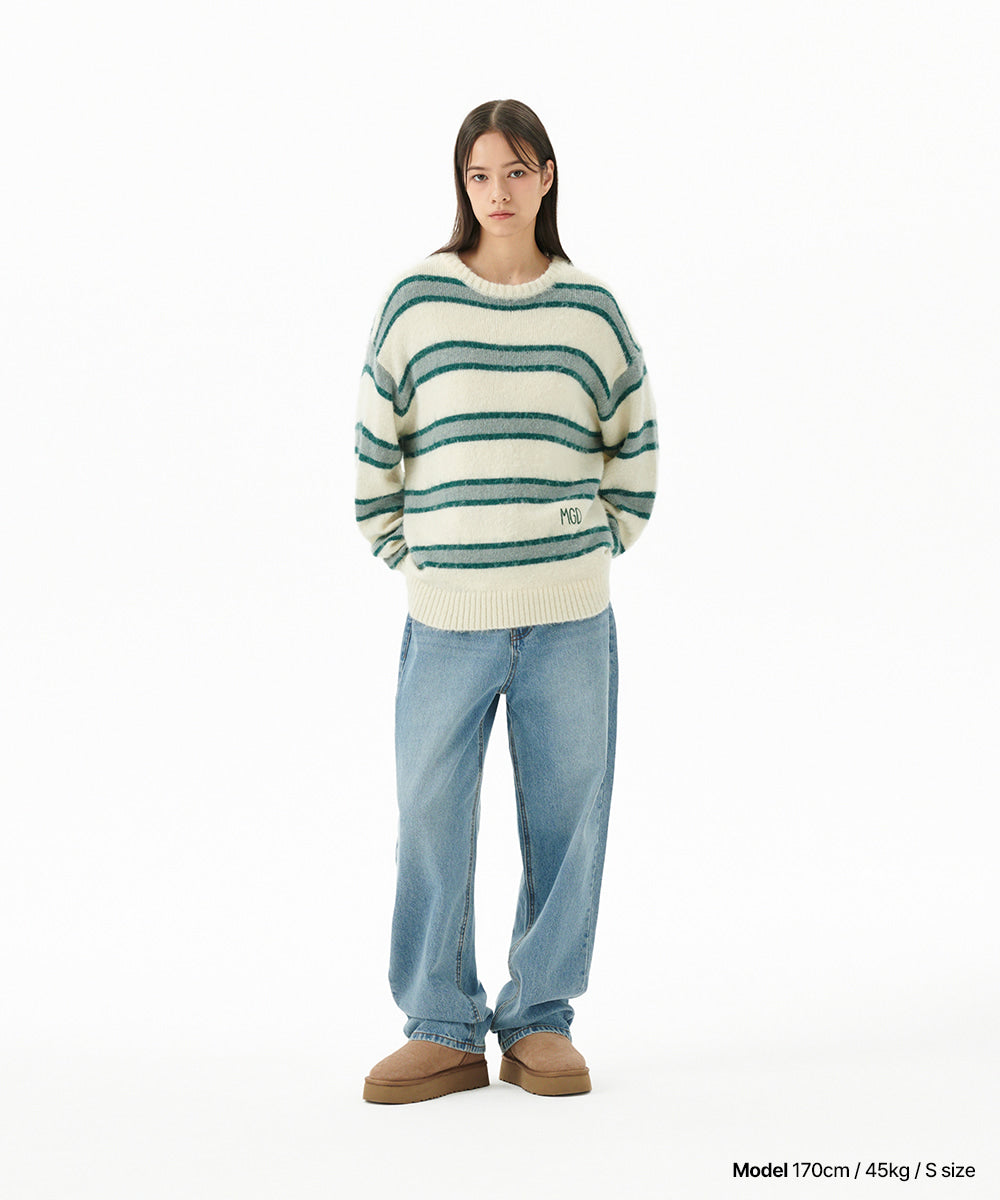 Mahagrid Hairy Stripe Knit Sweater