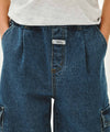 Marithé François Girbaud Kids One Tuck Cargo Denim Shorts Blue