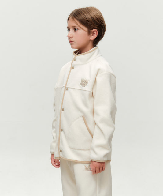 Marithé François Girbaud KIDS CLASSIC LOGO LIGHT WEIGHT FLEECE JACKET IVORY