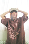 Nice Ghost Club Tornado Star Check Big Half Shirt [Pink]