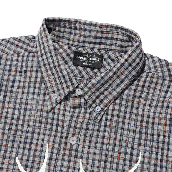Nice Ghost Club Tornado Star Check Big Big Half Shirt [Grey]