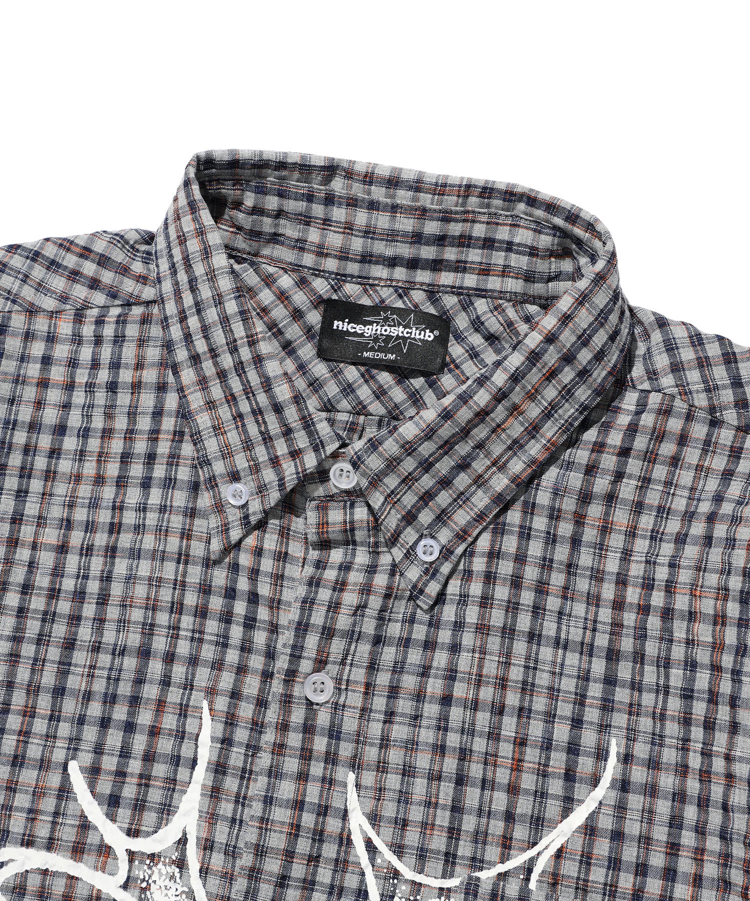 Nice Ghost Club Tornado Star Check Big Big Half Shirt [Grey]