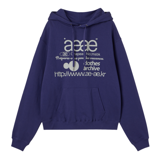 AEAE Web Logo Loose Fit Hoodie Blue