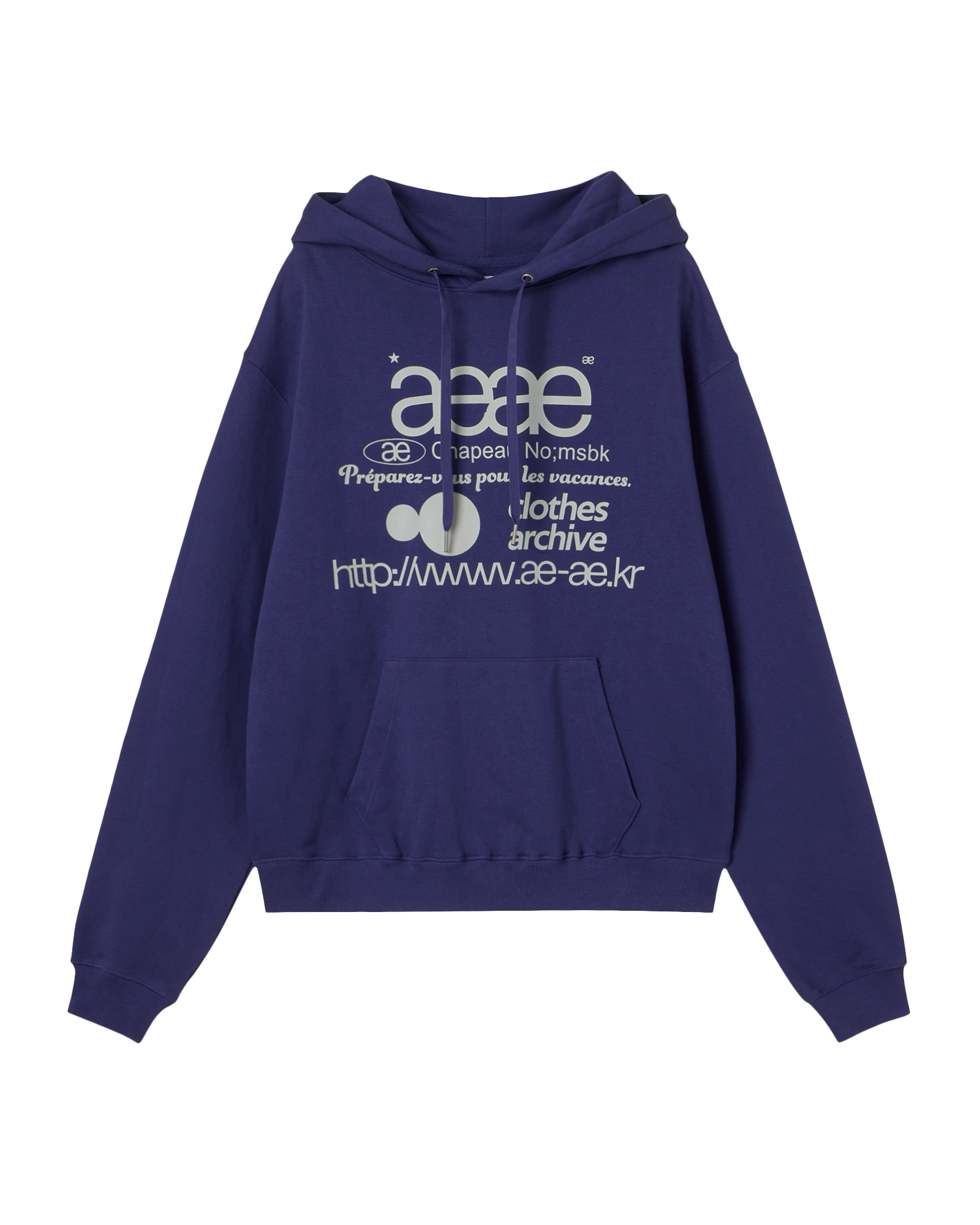 AEAE Web Logo Loose Fit Hoodie Blue