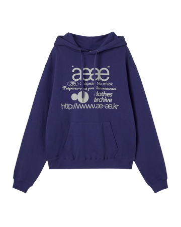 AEAE Web Logo Loose Fit Hoodie Blue
