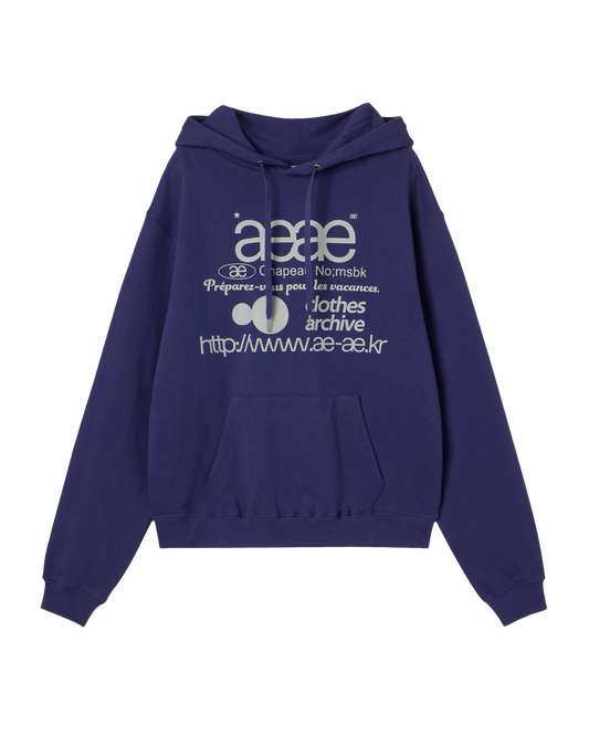 AEAE Web Logo Loose Fit Hoodie Blue