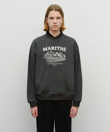 Marithé François Girbaud Winery Applique Logo Overfit Sweatshirt Charcoal