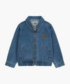 Marithé François Girbaud Kids Classic Logo Denim Zip-Up Jacket Dark Blue