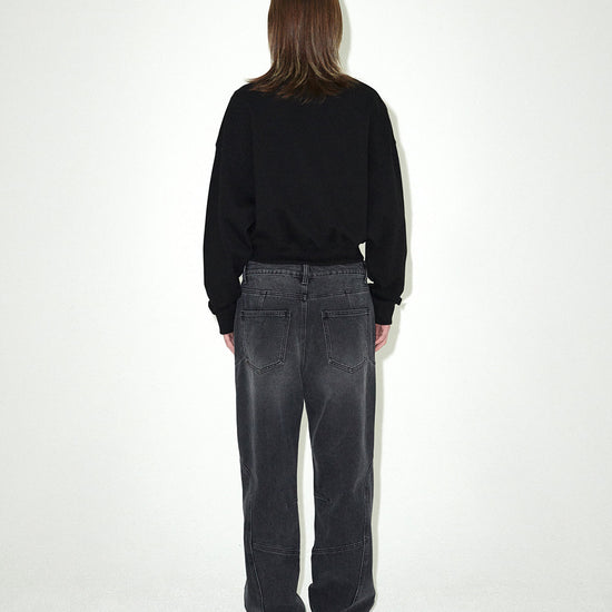 Mahagrid ARCH DEPT CROP SWEATSHIRT [BLACK]