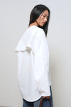 General Idea WOMAN Slit Neck Cape Blouse