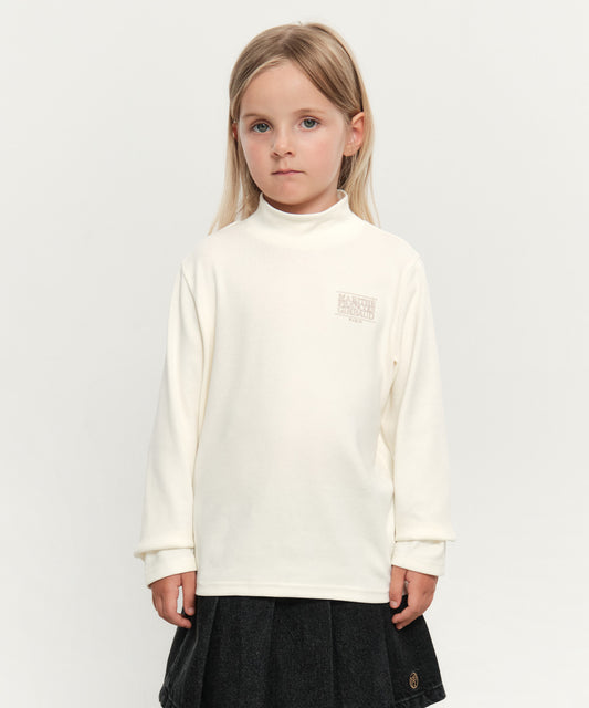 Marithé François Girbaud Kids Classic Logo Half Neck Long Sleeve - Ivory
