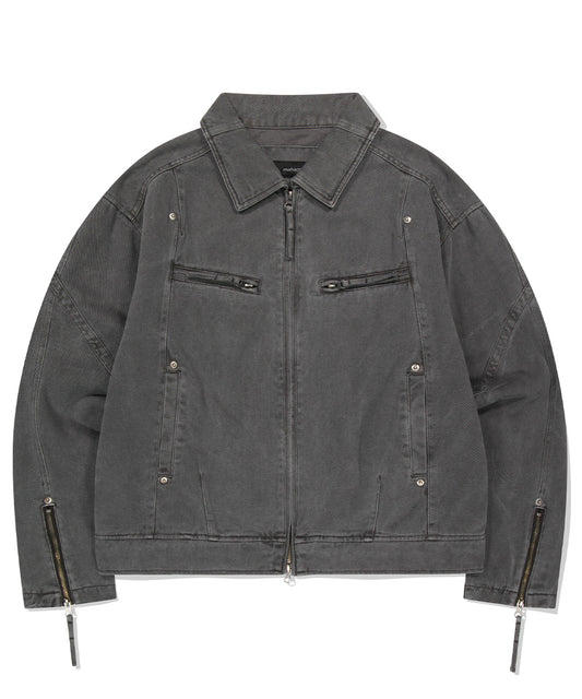 Mahagrid Overdyed Biker Jacket [Charcoal]