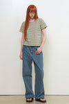 General Idea WOMAN Colour-Block Stripe Short Sleeve T-Shirt [WHITE]