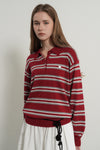 General Idea WOMAN Multi Stripe Loose Collar Knit
