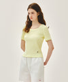 Marithé François Girbaud W SQUARE NECK LACE DETAIL TEE