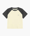 Marithé François Girbaud W SMALL REGULAR LOGO RAGLAN CROP TEE butter
