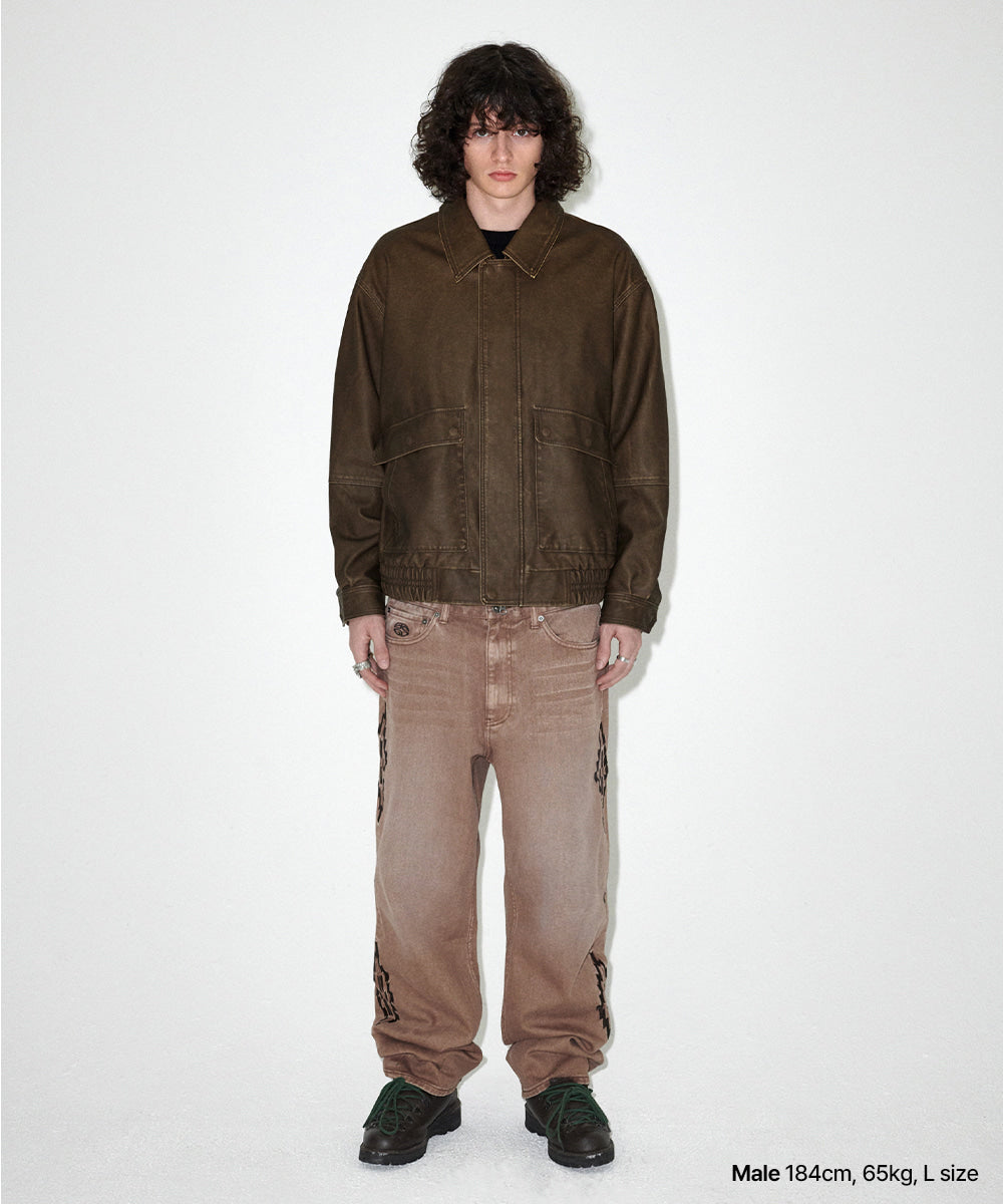 Mahagrid Washed Faux Leather Blouson
