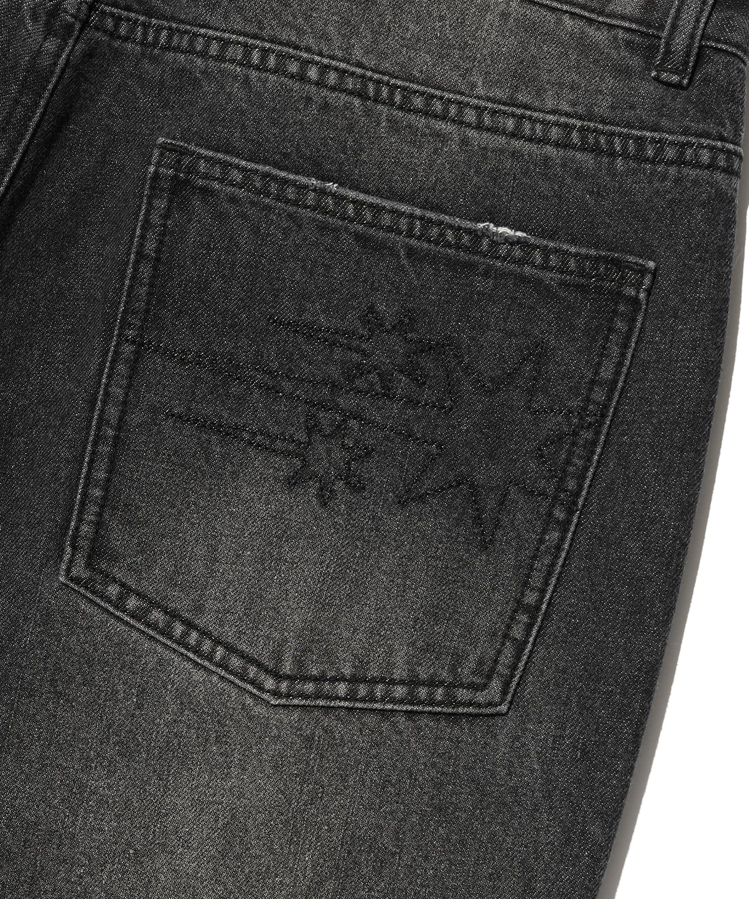 Nice Ghost Club Pattern Patchwork Wide Denim Pants