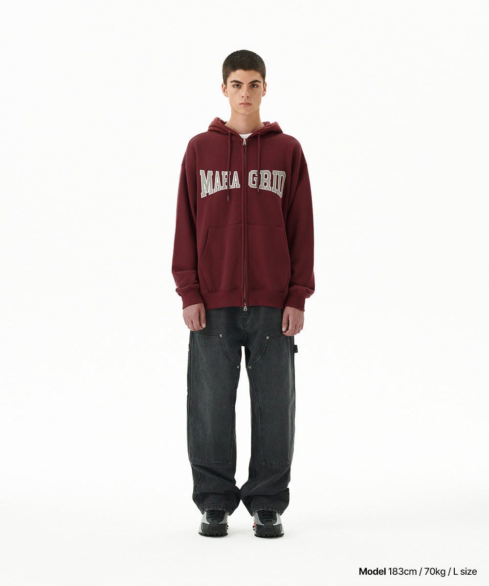 Mahagrid Applique Zip Up Hoodie