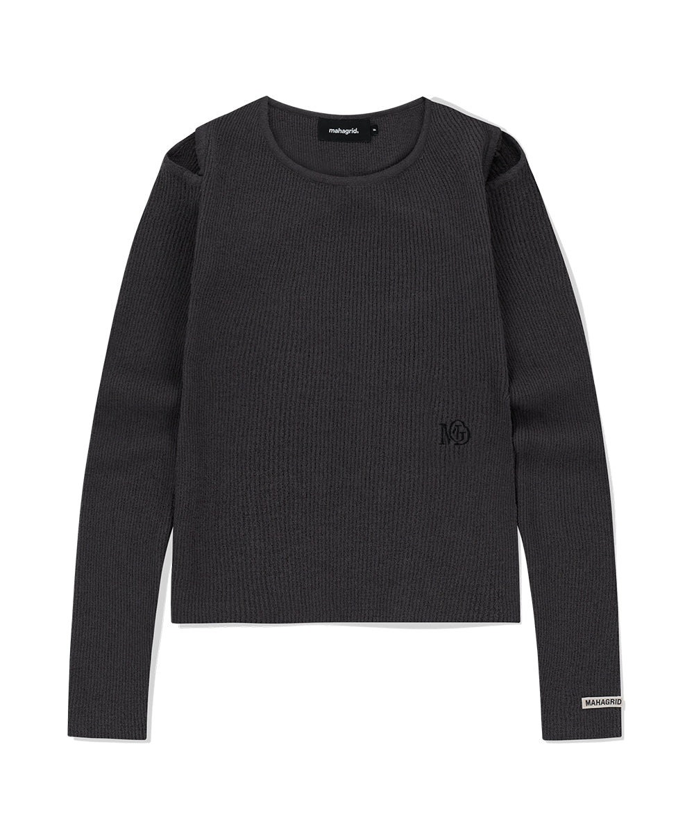 Mahagrid Cut Off Long Sleeve Knit