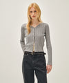 Marithé François Girbaud W V-NECK CROCHET KNIT CARDIGAN heather gray