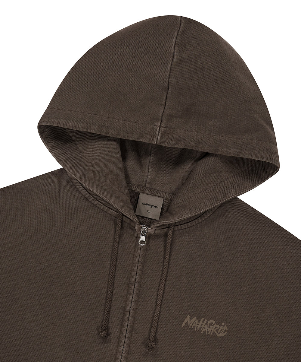 Mahagrid Slash Logo Pigment Zip Up Hoodie