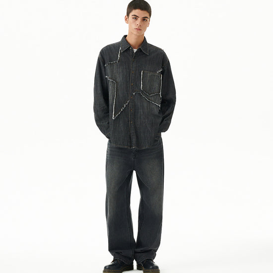 Mahagrid Star Raw Cut Denim Shirt
