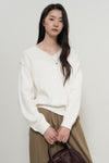 General Idea WOMAN Cotton Layered V-Neck Knit Pullover