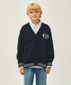Marithé François Girbaud Kids Emblem V-Neck Oversized Cardigan Navy