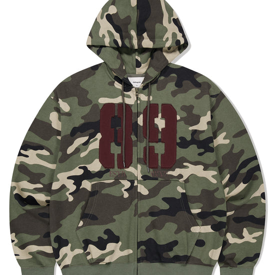 Mahagrid Camo Applique Zip Up Hoodie