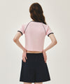 Marithé François Girbaud W AEROCOOL SMALL CLASSIC LOGO RINGER SLIM CROP TEE ivory