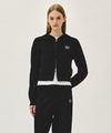 Marithé François Girbaud W SMALL CLASSIC LOGO CROP KNIT HOODIE ZIPUP black