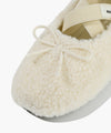 Marithé François Girbaud W Cross Banding Shearling Flat Shoes Ivory