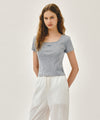 Marithé François Girbaud W FLOWER SLIM CROP TEE