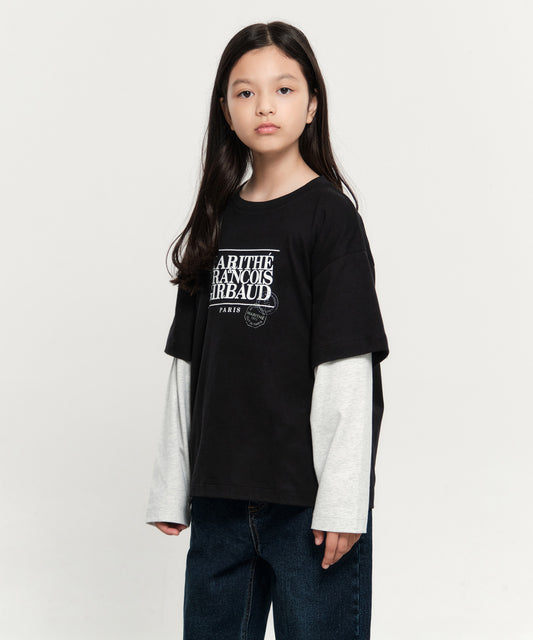 Marithé François Girbaud Kids Oversized Layered Long Sleeve Black