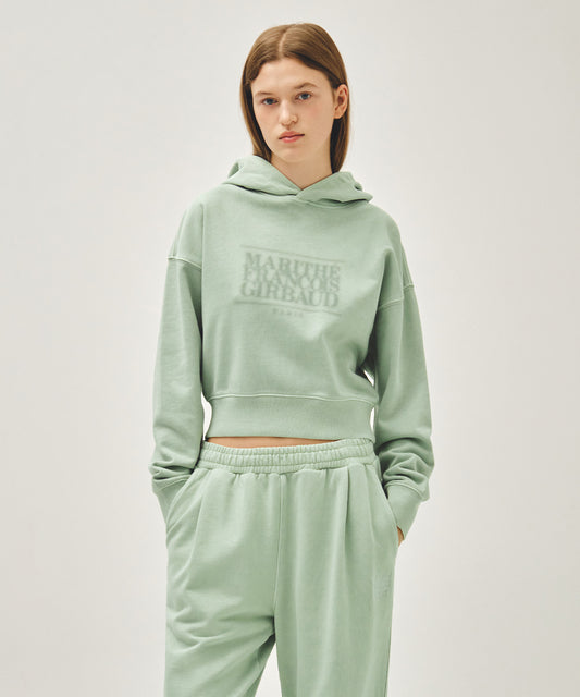 Marithé François Girbaud W SHADOW CLASSIC LOGO DYEING CROP HOODIE mint