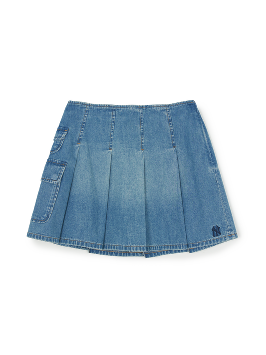 MLB Women's Varsity Vintage Denim Cargo Pleated Skirt