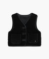 Marithé François Girbaud Women's Faux Leather Mustang Crop Vest Black