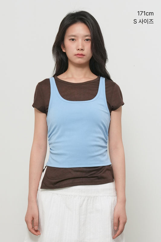 General Idea WOMAN 2-Way Color Layered T-Shirt [SKY BLUE]