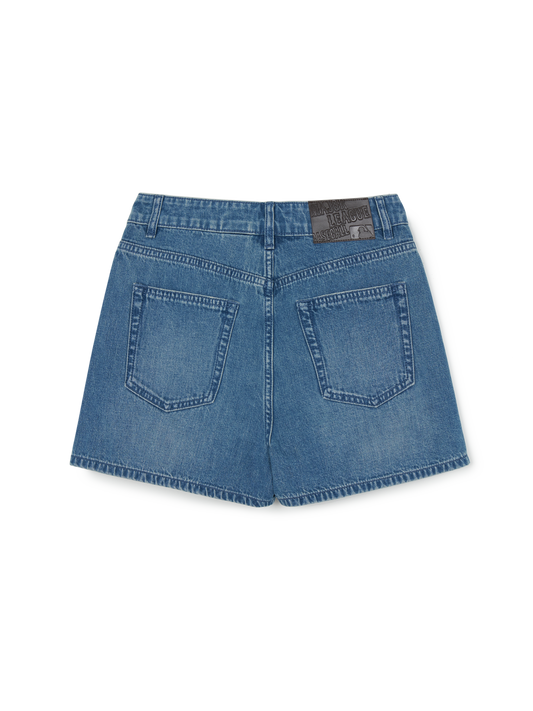 MLB Women's Basic Small Logo Cargo Denim Wrap Skirt