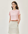 Marithé François Girbaud W SILVER LETTERING CROP TEE