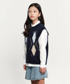 Marithé François Girbaud Kids Argyle Knit Vest Navy